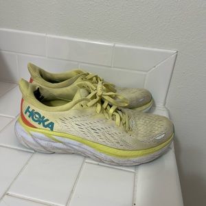 Hoka tennis shoes women, Clifton 8, size 5.5, yellow